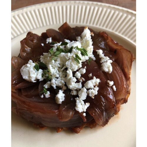 Tarte Tatin van Sjalotten met Geitenkaas