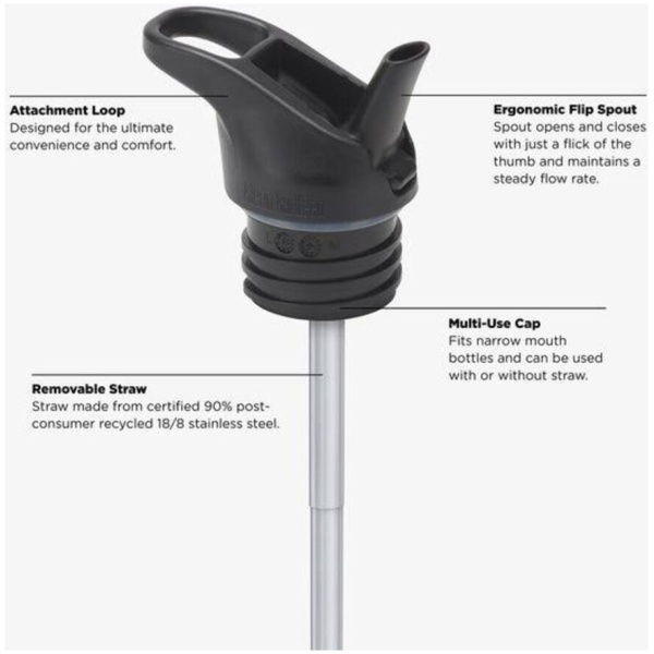 Klean Kanteen Drinkfles-Classic-Narrow 800ml-Flipsportdop-Zwart - Afbeelding 2